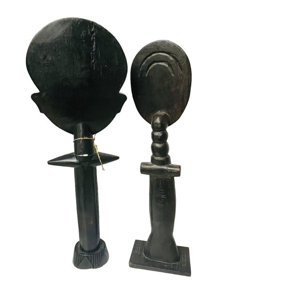 Handcrafted African Wooden Statues From Ghana 18" - Picture 2 of 8